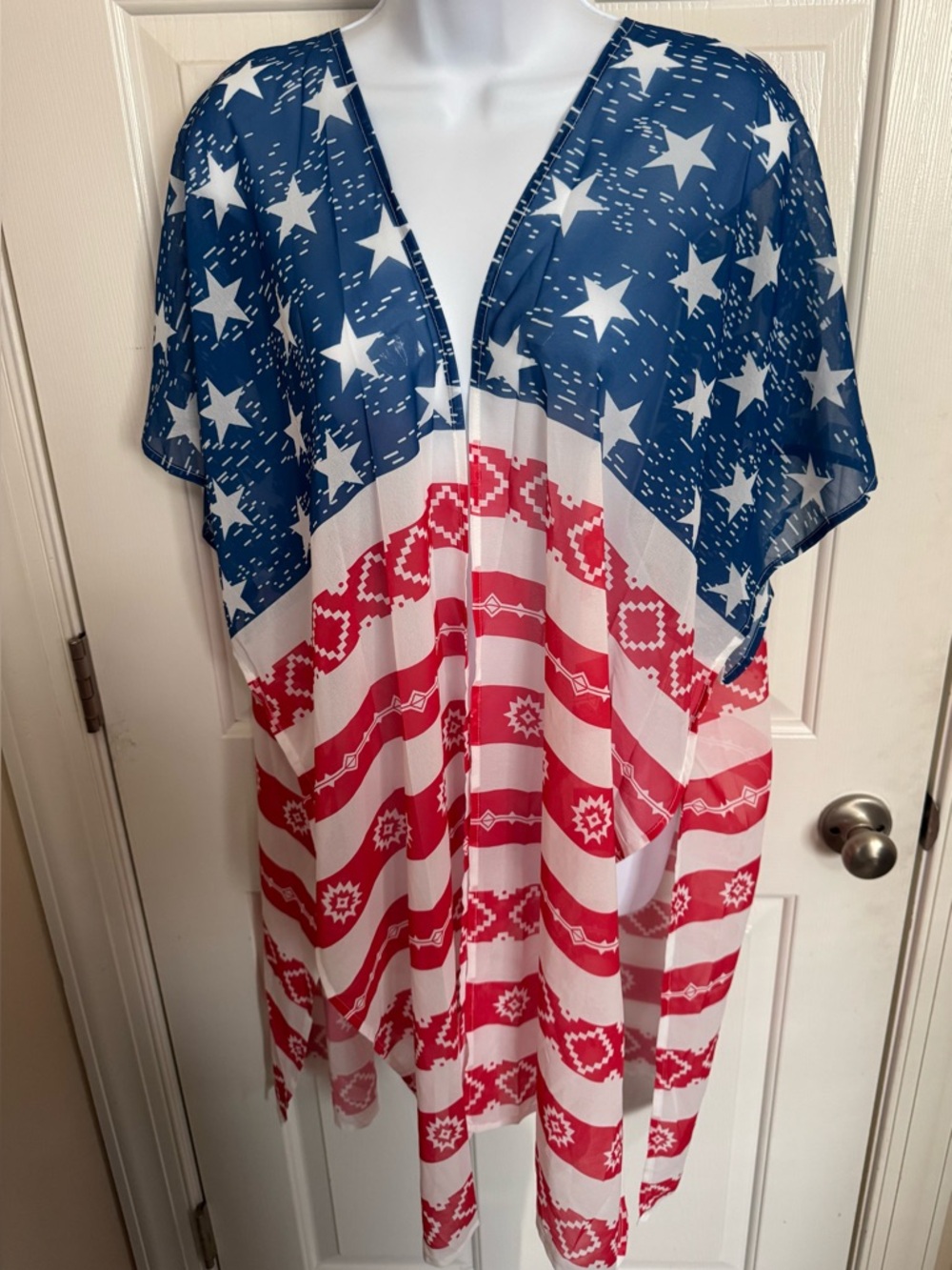Patriotic Stars & Stripes Sheer Duster